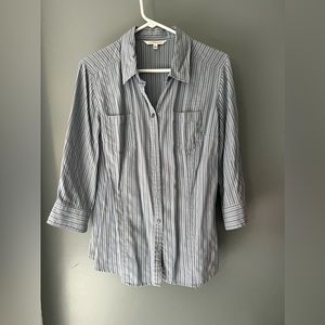 Woman blue stripes shirt
